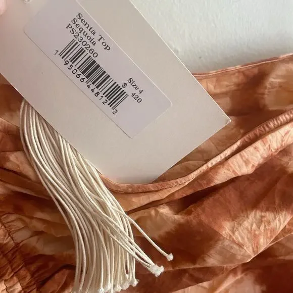 ULLA JOHNSON Senta One-Shoulder Tie Dye Stripe Cotton Top Sequoia - Picture 7 of 16